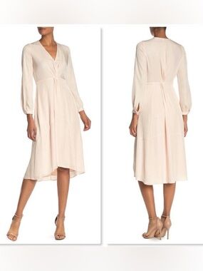 Vince Blush Pink V-Neck High-Low Midi Dress